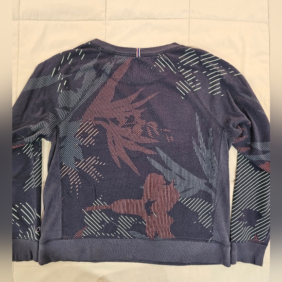 Women's Champion Sweatshirt Navy Blue with Neon Palm Leaves Size L - Picture 3 of 5